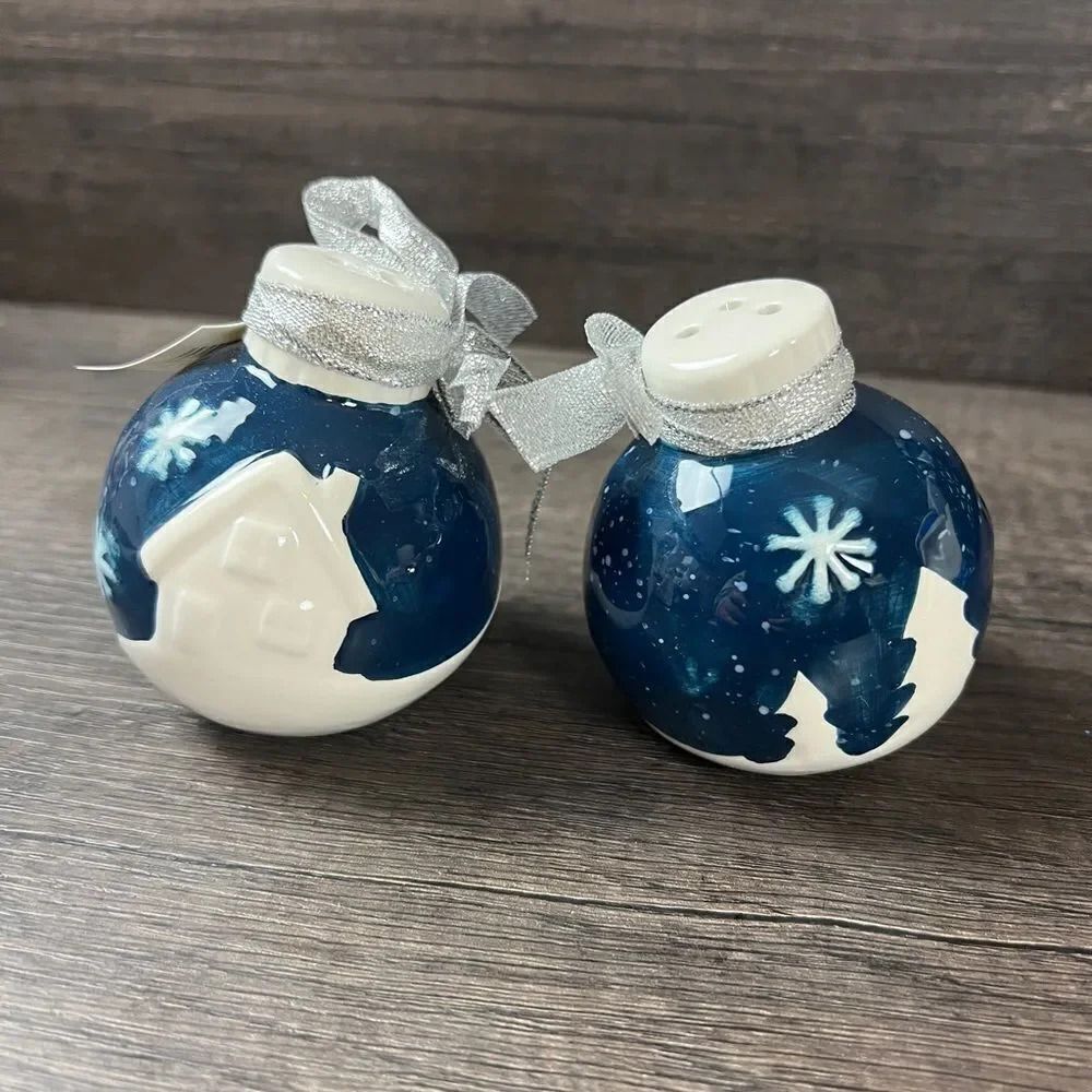 Blue and White Holiday Ornament Set
